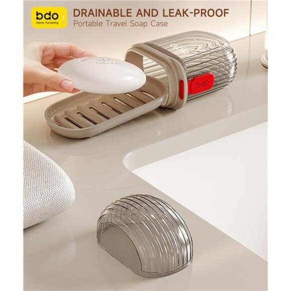 Leakproof Travel Soap Case with Lid Portable Bar Soap Holder for Shower Gym - Picture 3 of 7